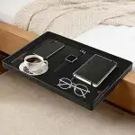 Nachttisch Regal, Tablett Nachttischregal Regal für Bett Bettablage zum Einhängen mit Kabelführun...