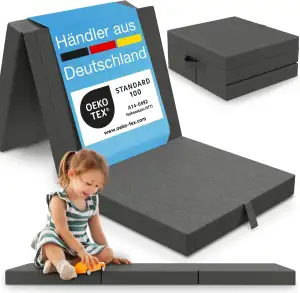 ELONEO Klappmatratze 65x195 cm, 9 cm hoch, Klappmatratze Kinder faltbar, klappba