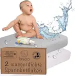 Bisoo Spannbettlaken 70x140 Baby - 2in1 Bettlaken Matratzenschoner 70 x 140 Baby Wasserdicht für ...