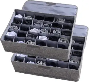 AARAINBOW Stoff Schublade Organizer mit Deckel 2er Set, Faltbar Unterwäsche Orga