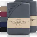 NatureMark Mikrofaser Spannbettlaken – 2 Stück – weich, atmungsaktiv und pflegeleicht – hautfreundlich, schnelltrocknend und formstabil - 90x200 cm, Anthrazit grau