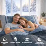 MALIKA Biber Bettwäsche 4-teilig 135x200 cm - 100% Baumwolle Feinbiber, kuschelig warm & weich angeraut - Winter Bettwäsche Set mit 2 Kissenbezügen 80x80, Größe:2X 135x200 + 2X 80x80 cm