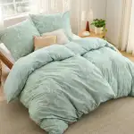 BEDSURE Bettwäsche 135x200 4teilig Baumwolle - Bettwäsche-Sets Grün Bettbezug 2er Set mit 2 Kissenbezüge 80x80 cm, ÖKO-TEX Wendebettwäsche Bedding Pflanzen Blumen Muster mit Reißverschluss
