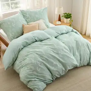 BEDSURE Bettwäsche 135x200 4teilig Baumwolle - Bettwäsche-Sets Grün Bettbezug 2e