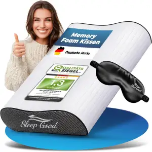Sleep Good Nackenstützkissen Inkl GRATIS Spannbezug - Orthopädisches Kissen gegen Nackenschmerzen - Memory Foam Kissen Höhenverstellbar - Seitenschläferkissen mit Bezug