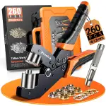 Preciva Ösenzange set (Ø 12mm) – Ösenpresse bestehend aus 260 Ösen (gold, silber) und Stanzwerkze...