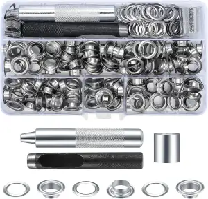 120 Sätze Ösen Werkzeug Set, Ösen Scheiben Ösenzange Kit, 10 mm Metall Tülle Öse