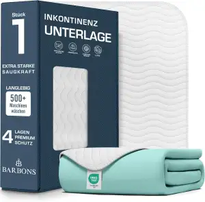 Barbons Inkontinenzunterlage waschbar Matratzenschutz 75x90 - wasserdichte Bett 