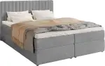 BROMARKT Boxspringbett mit Bettkasten Polsterbett mit Bonell-Matratze und Topper Doppelbett mit Stauraum Bett für Schlafzimmer gepolstertes Kopfteil Dream 140x200 Härtegrad H3 Flachgewebe Hellgrau