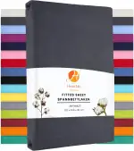 Heim24h Spannbettlaken 120x200cm bis 30 cm, Anthrazit, 100% Baumwolle Bettlaken, Öko Tex Zertifiziert Jersey Spannbetttuch