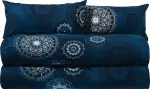Erwin Müller Bettwäsche, Bettgarnitur Sparpaket 4-TLG. Flanell - Mandala - mollig warm, temperaturregulierend, mit praktischem Reißverschluss - dunkelblau Größe 40x80 cm / 155x200 cm
