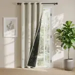 PONY DANCE 100% Blickdichte Vorhänge mit Ösen Thermovorhang Hitzeschutz Tür 1 Stück H 210 x B 140 cm Dicker Türvorhang Verdunkelungsvorhang Wohnzimmer, Hellbeige