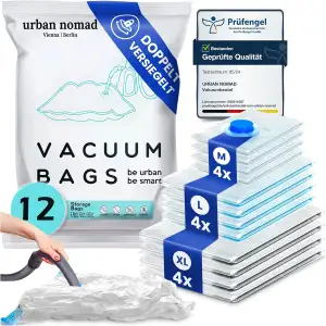 Vakuumbeutel Kleidung 12er Set 3 Größen - Vakuum Beutel für Staubsauger Wiederve