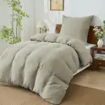 BEDELITE Musselin Bettwäsche 135x200 Baumwolle - ÖKO-TEX Bettwäsche-Sets Taupe 2teilig mit Reißve...