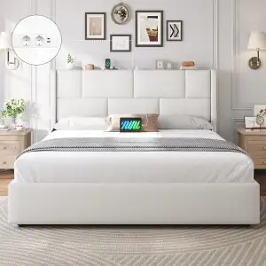 Brinlawb Polsterbett 180x200 cm mit hydraulischem Bettkasten und höhenverstellba