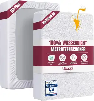 Utopia Bedding Matratzenschoner 90 x 200 x 30 cm Wasserdicht, Oeko-TEX Zertifizi