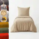 chambry Premium Bettwäsche 100 % Leinen - handgefertigt in Deutschland - atmungsaktiv temperaturausgleichend bügelfrei - Bettbezug 135x200cm + Kissenbezug 80x80cm - Natur