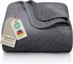 Gräfenstayn Premium Tagesdecke 170x210 cm – Bettüberwurf mit Nahtloser Steppung & Blatt-Design – Samt-Decke – weich, knitterfrei & pflegeleicht – Überwurf für Bett & Sofa (anthrazit)