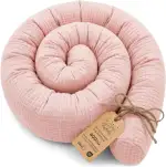 Totsy Baby Seitenschläferkissen Musselin Bettschlange Body Pillow 400 cm Musselin - Kopfkissen lang Bettrolle Schlafkissen Nackenrolle Oeko-Tex Puderrosa Musselin