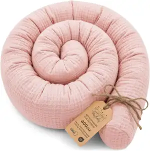 Totsy Baby Seitenschläferkissen Musselin Bettschlange Body Pillow 400 cm Musselin - Kopfkissen lang Bettrolle Schlafkissen Nackenrolle Oeko-Tex Puderrosa Musselin