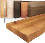 LAMO Manufaktur Schweberegal Holz mit unsichtbarer Befestigung | Wand Regal 60cm breit für Badezimmer, Flur, Küche | Farbe: Rustikal, Kante: natürlich | Massivholz, modernes Design, Schwebende Optik