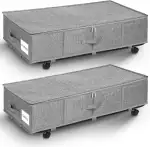 Unterbettkommode mit Rollen 360°Drehung, Unterbett Aufbewahrungsbox groß 50L mit 3 Griffe, Aufbewahrungsbox mit deckel, Ultra dicken Bettdecken Aufbewahrung, Bettkasten mit Rollen (2 Stück)