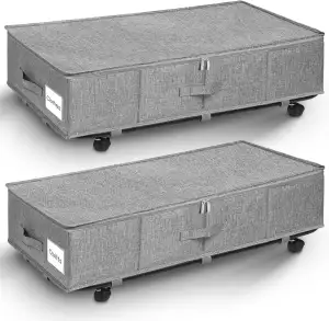 Unterbettkommode mit Rollen 360°Drehung, Unterbett Aufbewahrungsbox groß 50L mit