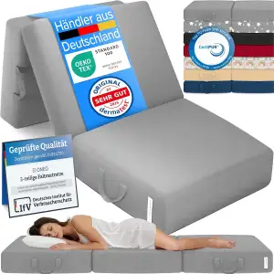 ELONEO Klappmatratze, Gästematratze, 3-teilige Faltmatratze, Schaumstoff extra d