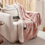 GOTCOZY Heizdecke 130x180 cm-Weicher seidiger Plüsch Wärmedecke Heizdecke 6 Heizstufen und 10 Stunden Auto-Off-Timer Überhitzungsschutz Kuscheldecke für Bett&Büro Waschbar(Rosen Staub)