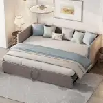 BRILVERDE Schlafsofa 90/180x200 cm,Ausziehbares Polsterbett mit Lattenrost,Gästebett Jugendbett Multifunktionsbett,Samtstoff,Grau (Grau-2)