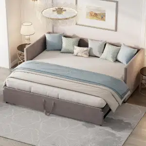 BRILVERDE Schlafsofa 90/180x200 cm,Ausziehbares Polsterbett mit Lattenrost,Gäste