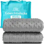 Ella Kinder Gewichtsdecke 4,5 kg 100x170 cm - Therapiedecke, für Stressabbau & Angstzustände, Hypoallergene Glasperlen, weiche & kühlende Baumwoll- Außenschicht, für Kinder von 40-60 kg - Grau Minky