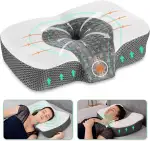 Elviros Orthopädisches Kissen aus Memory Foam, Kopfkissen Nackenschmerzen, Schlafkissen, Ergonomisches Nackenhörnchen, Nackenstützkissen, Antischnarchkissen für Seitenschläfer, Bauchschläfer, Weiß