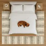 oKu-Tex Bettumrandung Set 3-teilig [67x340 cm | 2 mal 67x140 cm] Beiger Bettvorleger, meliert - weicher Kurzflor pflegeleicht - Bettvorleger Schlafzimmer - Modernes meliertes Design - Deutsche Marke