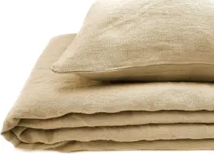 JOWOLLINA Natur Leinen Bettwäsche-Set Soft Washed Finish 180 g/m2 (Safari, 200x2